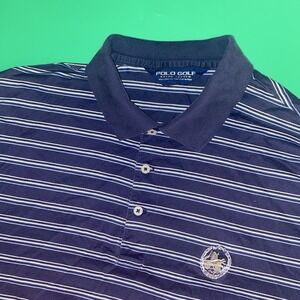 Polo‎ Golf Ralph Lauren Men's Medium Blue Strip Shirt Sleeve Polo Shirt